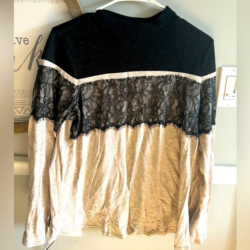 Lace front sweater